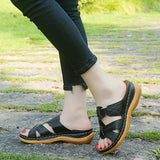 Clara - Burgundfarbene Komfortsandalen mit ergonomischem Design und weicher Innensohle – Schwarz