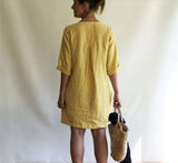 AveLina - Leinenhemd-Minikleid – Gelb