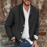 Dino - Casual Cotton & Linen Loose Jacket – Schwarz