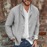 Dino - Casual Cotton & Linen Loose Jacket – Grau