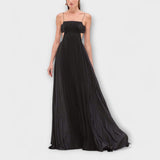 Mireille - Elegantes Maxikleid mit Plissee-Ausschnitt – Schwarz