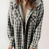 Amira-Karierte Kapuzenjacke – Lässiger Herbst-Look – Grau
