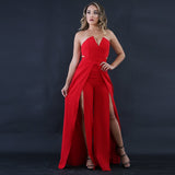 Valentina - Hochzeits-Jumpsuit mit Schlitz – Rot