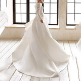 Shailise | Weißes Kleid aus feinem Satin in elegantem französischem Stil – Beige
