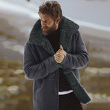 Herren Teddyfell-Mantel mit hochgeschlossenem Kragen Aliams – Grau