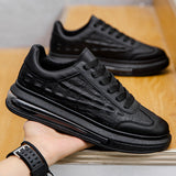 Oorenn | Modische Freizeitschuhe aus Leder für Männer – Schwarz