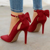 Isabelle - Damen High Heels mit Schleife und Knöchelriemen – Rot