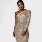 Asinia - Elegantes Wickelkleid für Damen mit Fließendem Stoff und Verstellbaren Trägern, Ideal für Feste und Romantische Anlässe – Gold