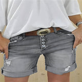 Mareeba | Ripped Denim Shorts für Frauen – Grau