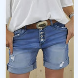 Mareeba | Ripped Denim Shorts für Frauen – Blau