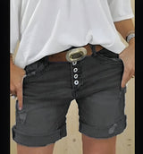 Mareeba | Ripped Denim Shorts für Frauen – Schwarz