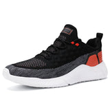Flexon – Orthopädischer Herren-Sneaker mit Komfortstrick – Schwarz-orange