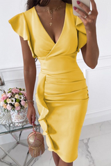 Quirina - Kleid mit gewickeltem Rock – Gelb