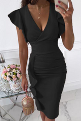 Quirina - Kleid mit gewickeltem Rock – Schwarz