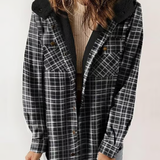 Amira-Karierte Kapuzenjacke – Lässiger Herbst-Look – Schwarz