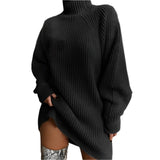Damen Rollkragenpullover | Übergroß – Schwarz