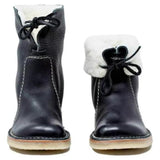 Elodie – faltbare damenstiefel aus leder – Schwarz