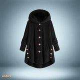 Teddyjacke – mit knöpfen und kapuze – Schwarz