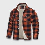 Levin | Stilvolle Fleecejacke mit Karomuster – Orange