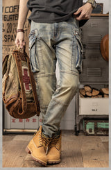 Matthew - Cargohose aus Vintage-Denim – Blau