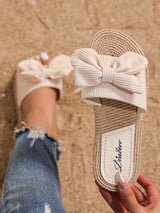 Boho Sandalen mit Schleife & Jutefußbett – Sommerlich & Bequem | Zendoo.de – Beige