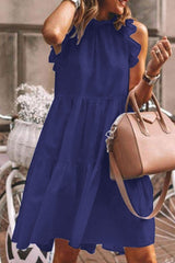 Qeturah - Ärmelloses Kleid mit Rundhalsausschnitt – Marineblau