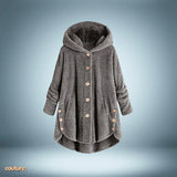 Teddyjacke – mit knöpfen und kapuze – Grau