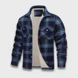Levin | Stilvolle Fleecejacke mit Karomuster – Blau