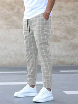 Henry - Elegante Hose mit Gittermuster – Hellgrau