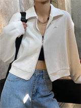 Lesly - Charmanter, femininer Pullover mit Doppelreißverschluss – Weiß