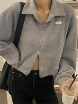 Lesly - Charmanter, femininer Pullover mit Doppelreißverschluss – Grau