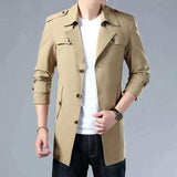 Anzel – langer mantel für herren – Khaki