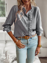 Fayline | Gestreifte Bluse mit lässigem Vibe – Grau