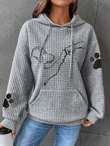 Warmer Damen-Kapunzenpulli | Mit Hunde-Drucken – Grau