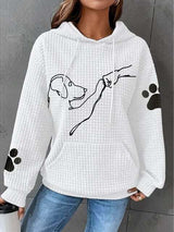 Warmer Damen-Kapunzenpulli | Mit Hunde-Drucken – Weiß