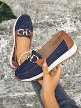 Bequeme Damen-Loafers mit elegantem Metallakzent – Blau