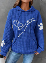 Warmer Damen-Kapunzenpulli | Mit Hunde-Drucken – Blau