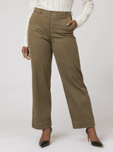 Alva™ - Taillenkontrollierende Twill Cropped Weite Hose – Oliv