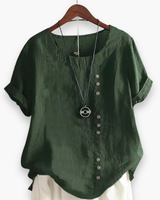 Damen Elegante Kurzarm-Bluse | Unifarben – Grün