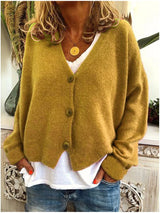 Strickjacke für Damen, Dicker Strick und lässiger Schnitt - Elvarine – Gelb