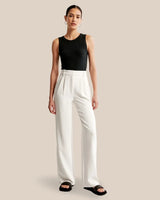 Damen Pantalon | Weite Beine mit hoher Taille – Weiß