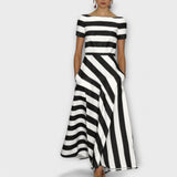 Janell - Streifenmaxikleid – Schwarz