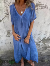Rachel - Bequemes, locker sitzendes Kleid für Damen – Blau