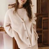 Strickjacke Damen Oversize Gerippt | Locker Lang – Rosa