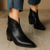 Christina - Damen Stiefeletten mit Niedrigem Blockabsatz – Schwarz