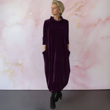 Anja™ | Samtiges elegantes Maxikleid – Violett