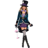Damen Halloween Kostüm Zirkus | Jacke mit Minirock Set – Blau-lila