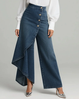Mevaya - Softtouch-Jeans mit Wickelfront – Dunkelblau