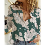 Freesia – Bluse mit Blumenmuster – Grün Weiß