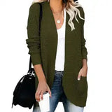HANAE –  Long-cardigan mit retro-flair – Armeegrün